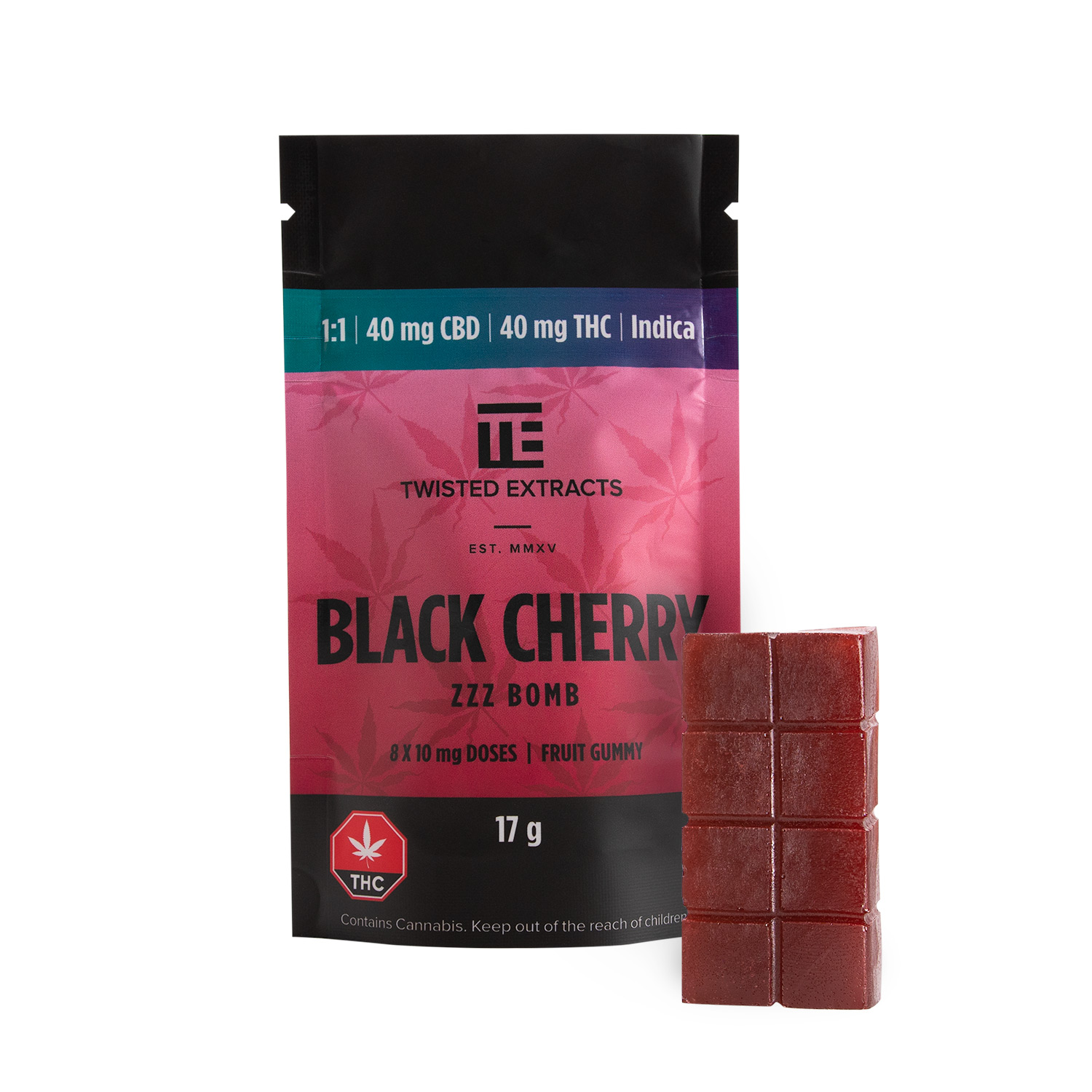 1:1-40mg Black Cherry ZzZ Bomb Indica | Twisted Extracts - Bulk Buddy